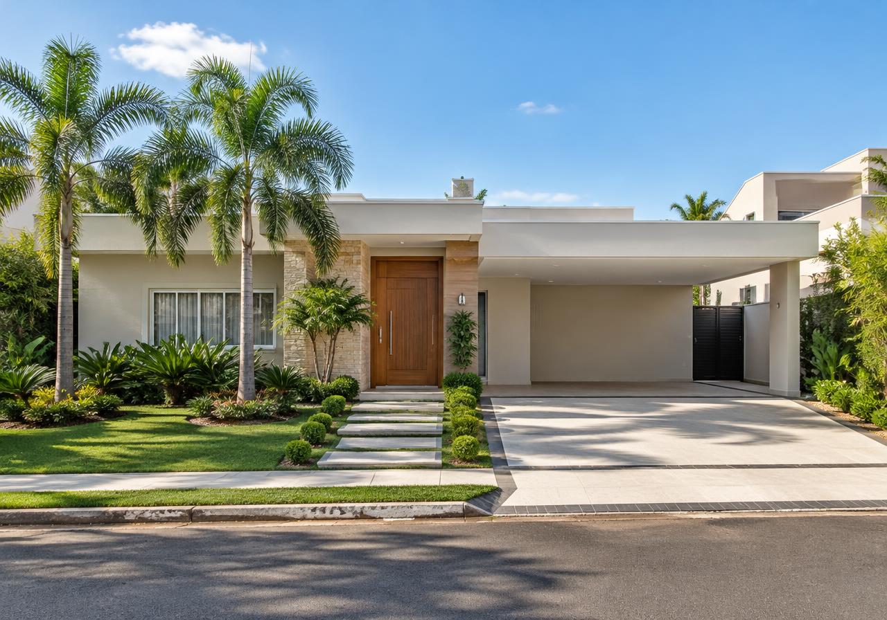Residência contemporânea com jardim